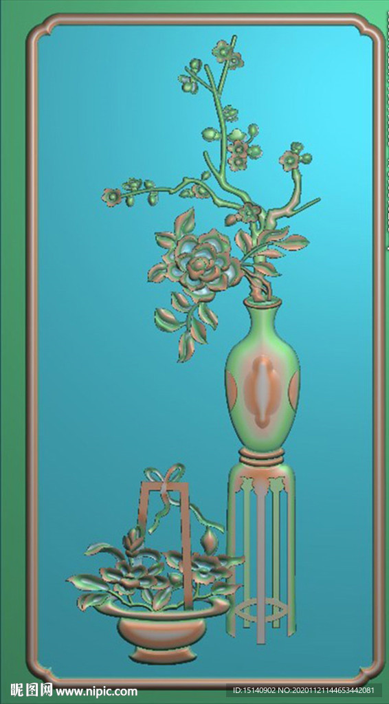 精雕图  花瓶