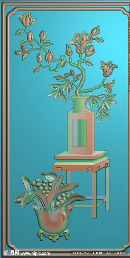 精雕图  花瓶