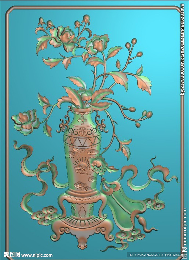 精雕图  花瓶