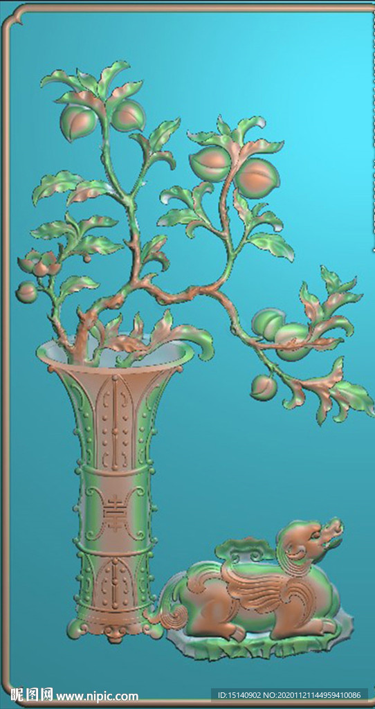 精雕图  花瓶  背板
