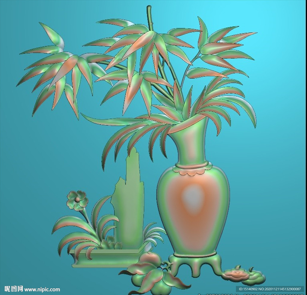 精雕图  花瓶