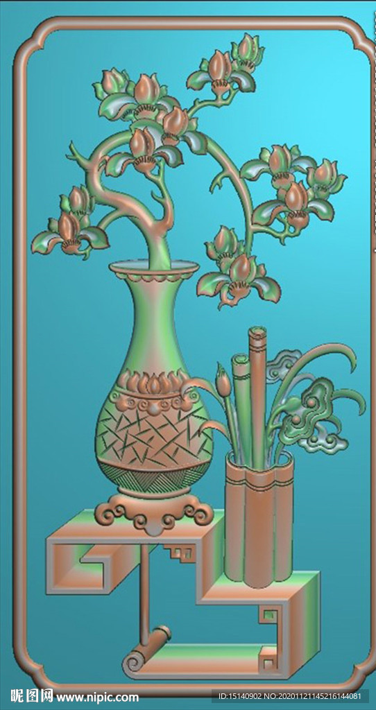 精雕图  花瓶