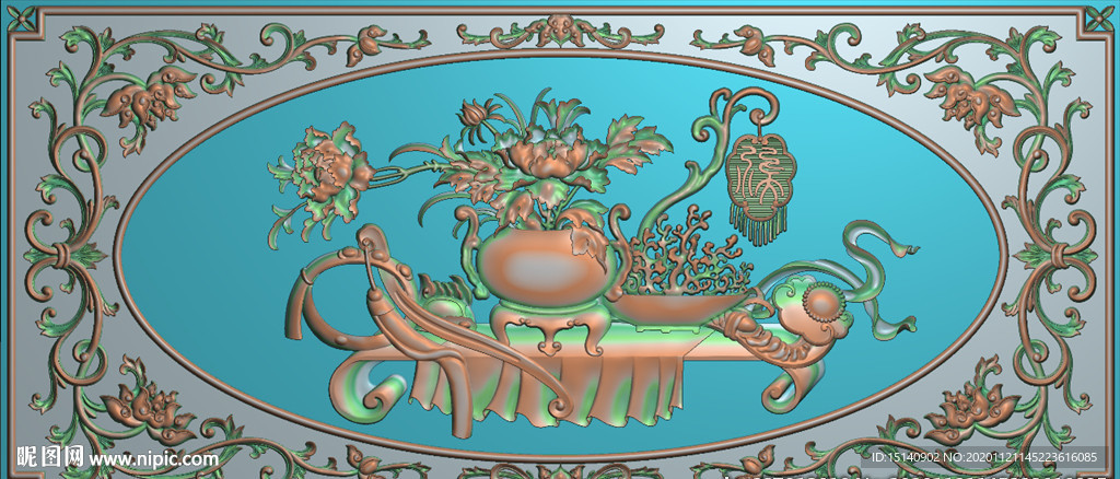 精雕图  花瓶  背板