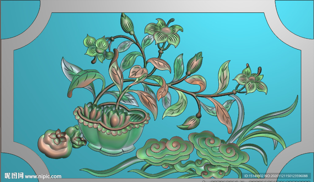 精雕图   花祥云