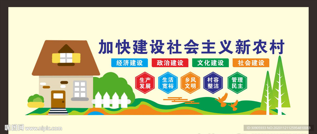 新农村改造文化墙矢量图