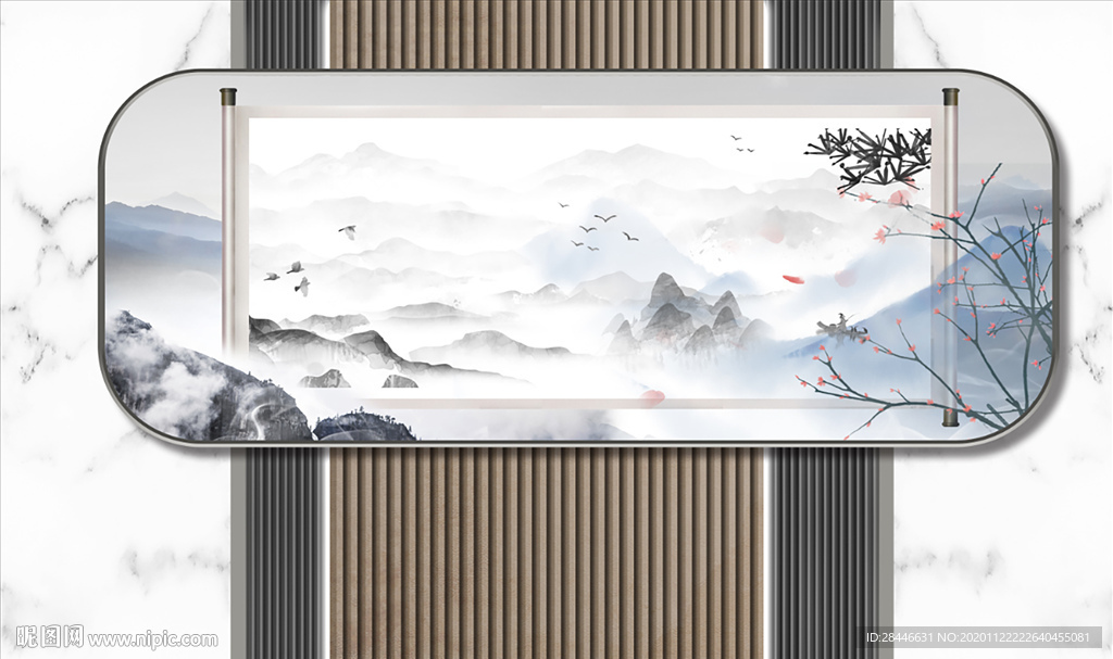 新中式背景墙