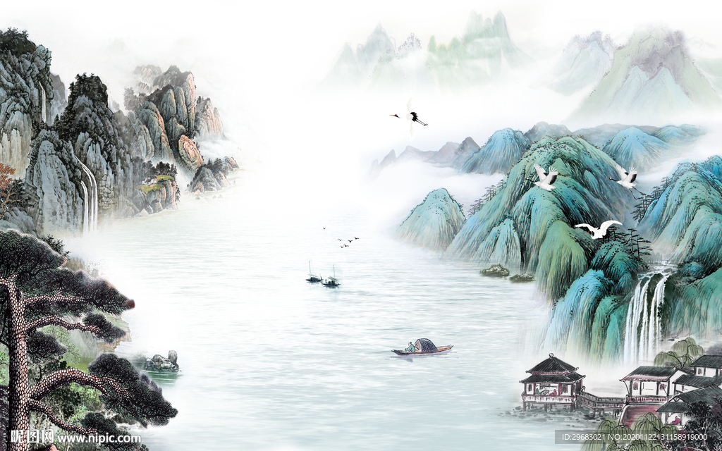 现代新客厅山水画 tif分层