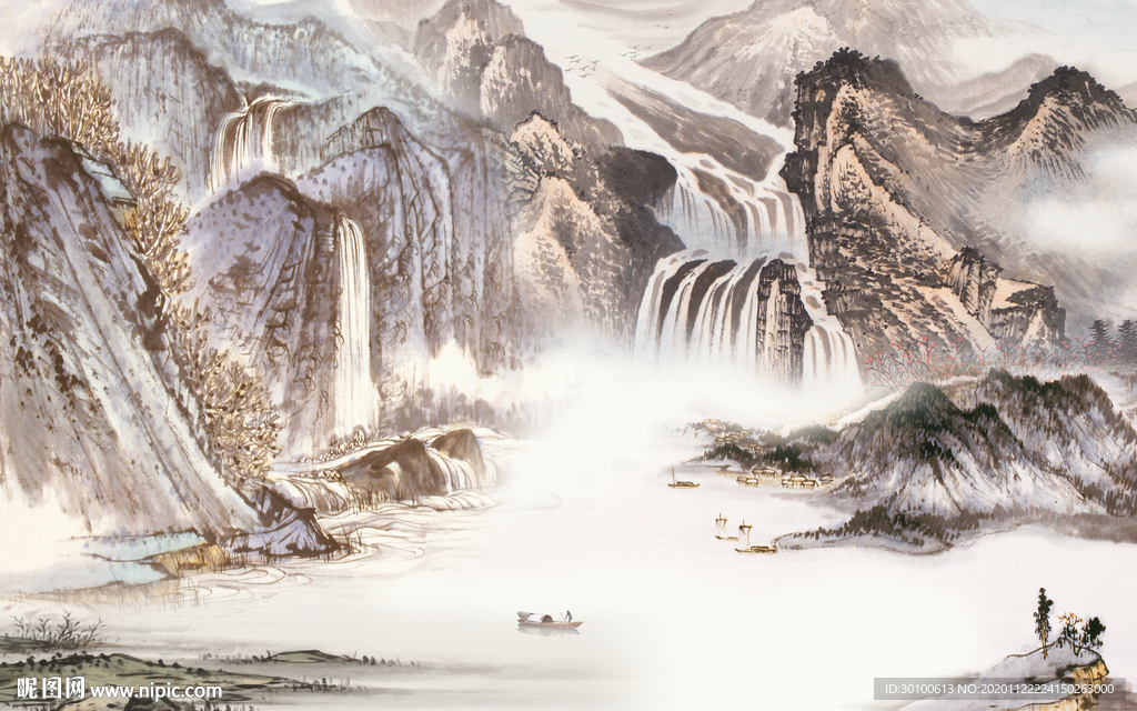 高清 爆款山水背景 TIF分层