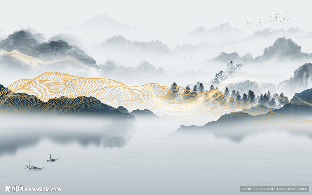 中式爆款山水背景 TIF分层