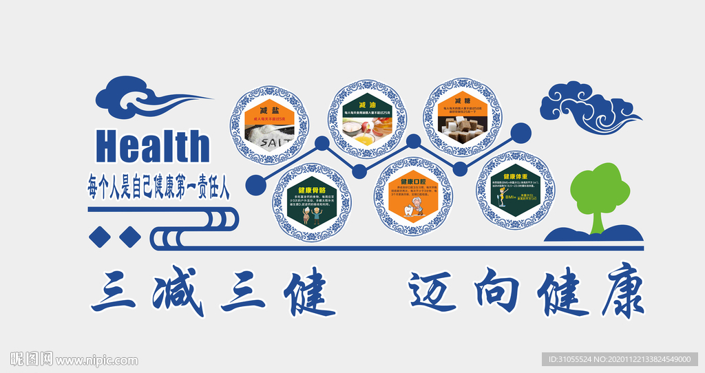 三减三健健康文化墙