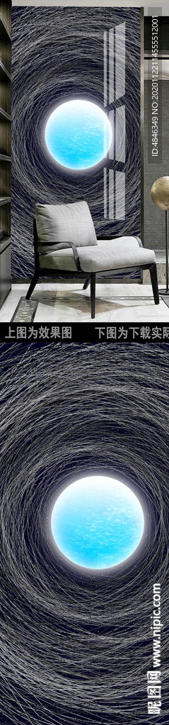 现代风抽象月光中式玄关