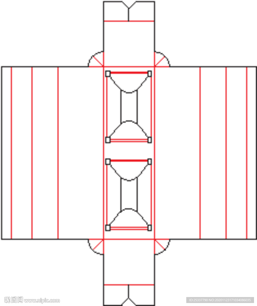 包装盒 刀版图 44B