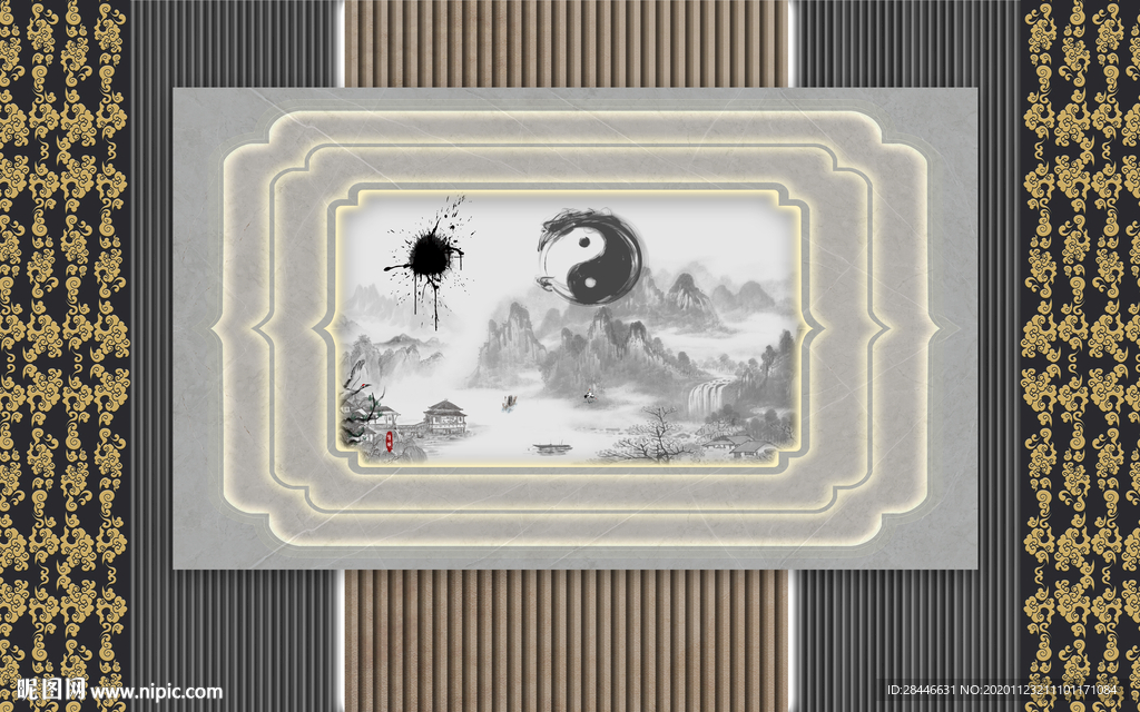 新中式背景墙