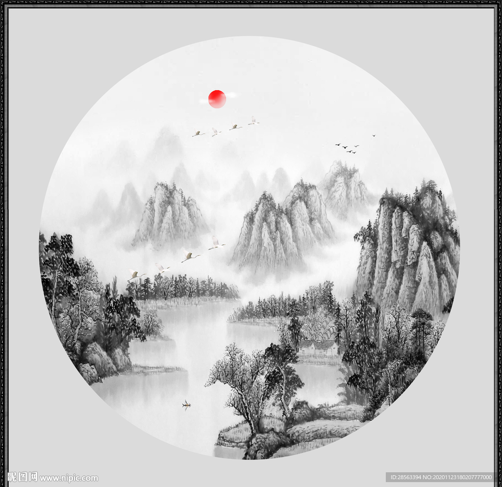 山水画水墨山水画意境山水画