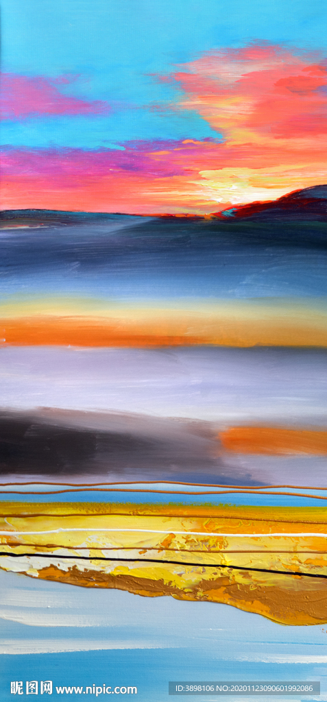 艺术抽象创意天边彩云玄关装饰画