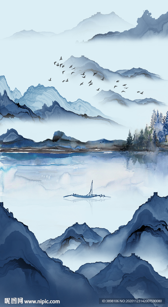 水墨山水玄关装饰画