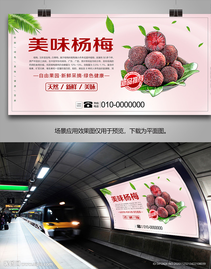 杨梅海报灯箱挂画展板易拉宝单页