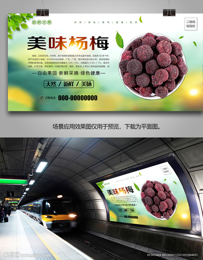 杨梅海报展架展板易拉宝灯箱单页