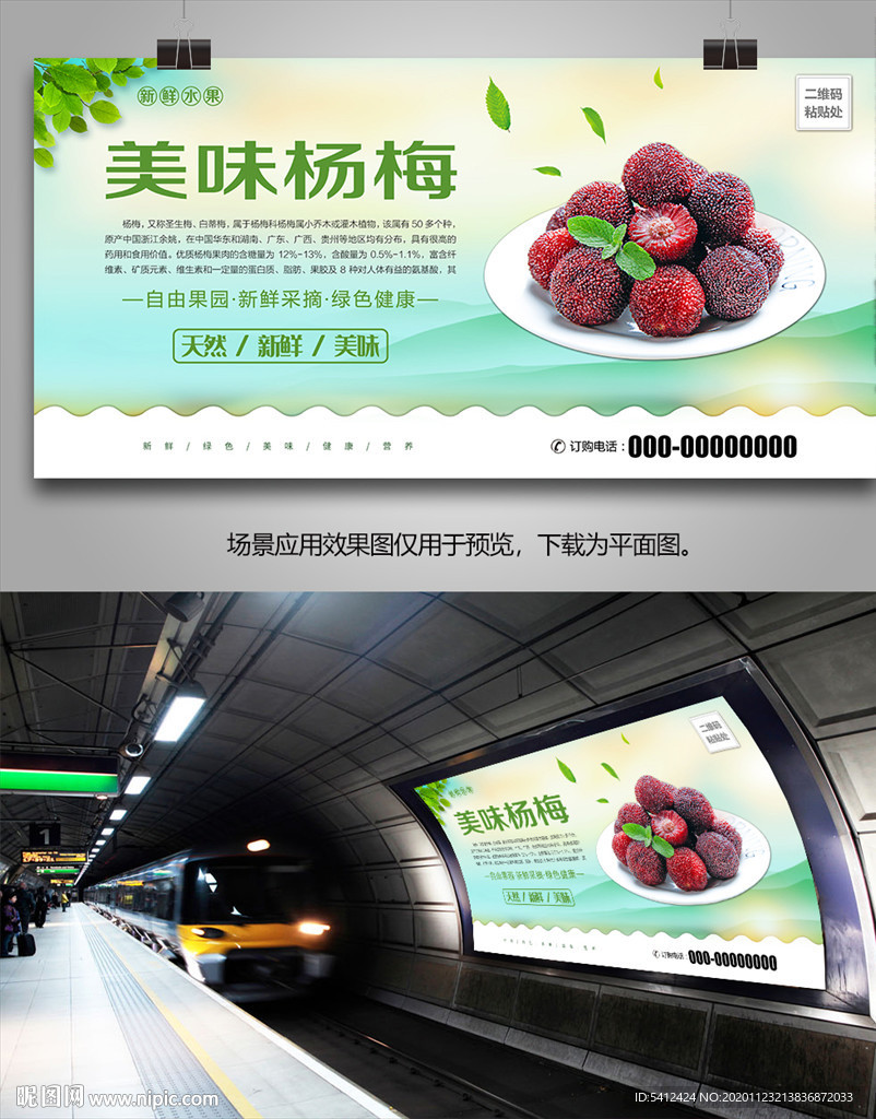 杨梅易拉宝海报单页灯箱展板展架