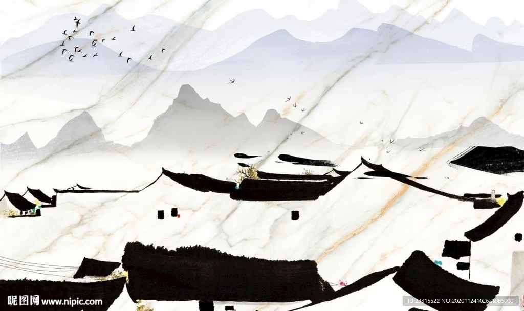 江南新中式爵士白背景墙