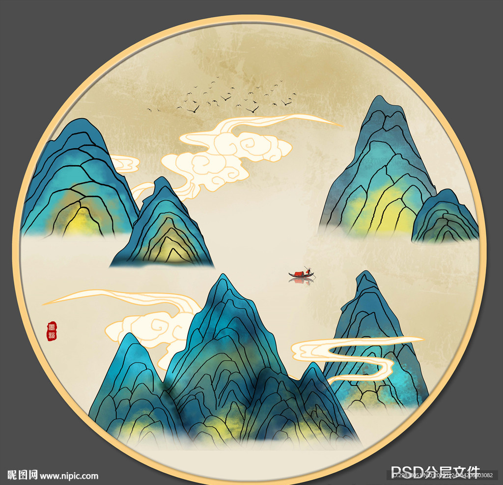 圆形山水画
