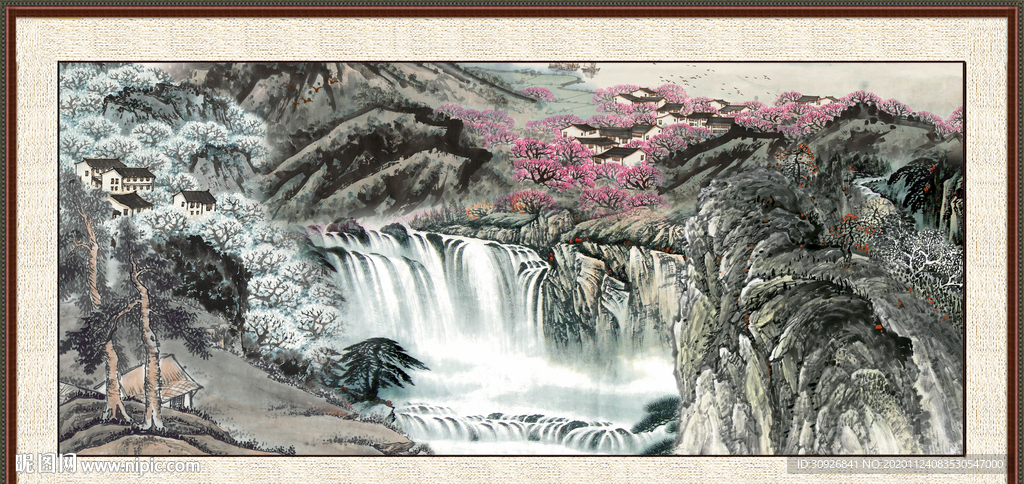 山水瀑布