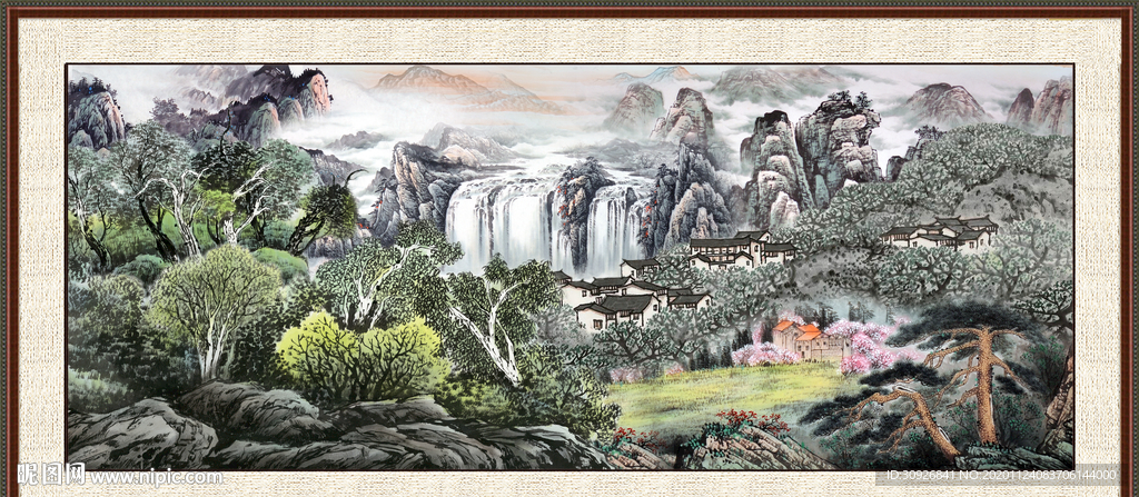 山水瀑布