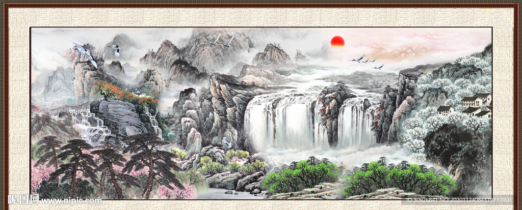 山水瀑布