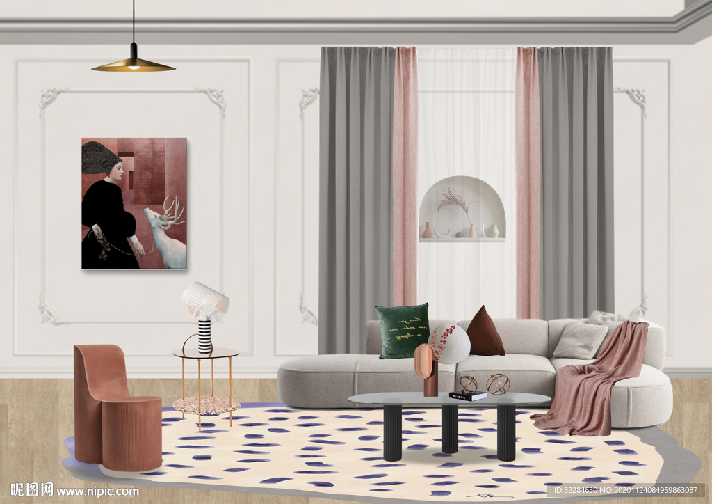 简欧窗帘软装搭配图