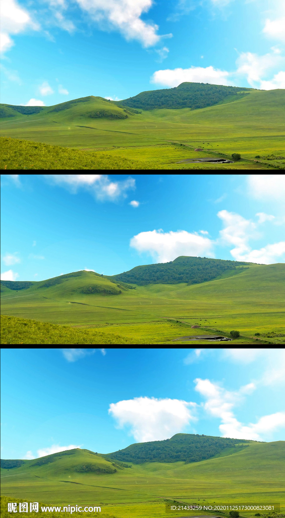 4K蓝天白云草原风光视频背景