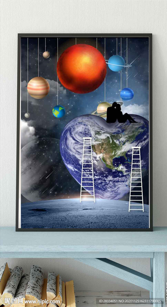 北欧浪漫星球情侣玄关装饰画
