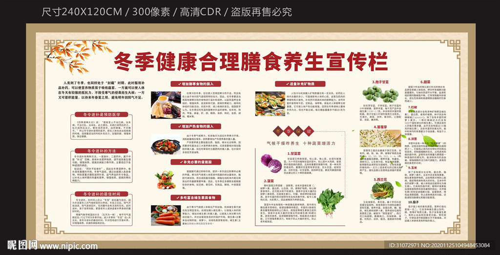 冬季健康合理食膳养生宣传栏