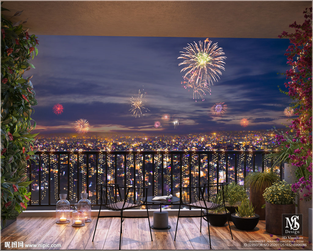 地产阳台户外效果图