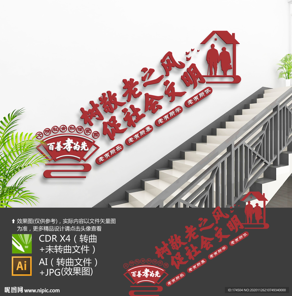 老年活动室楼梯文化墙