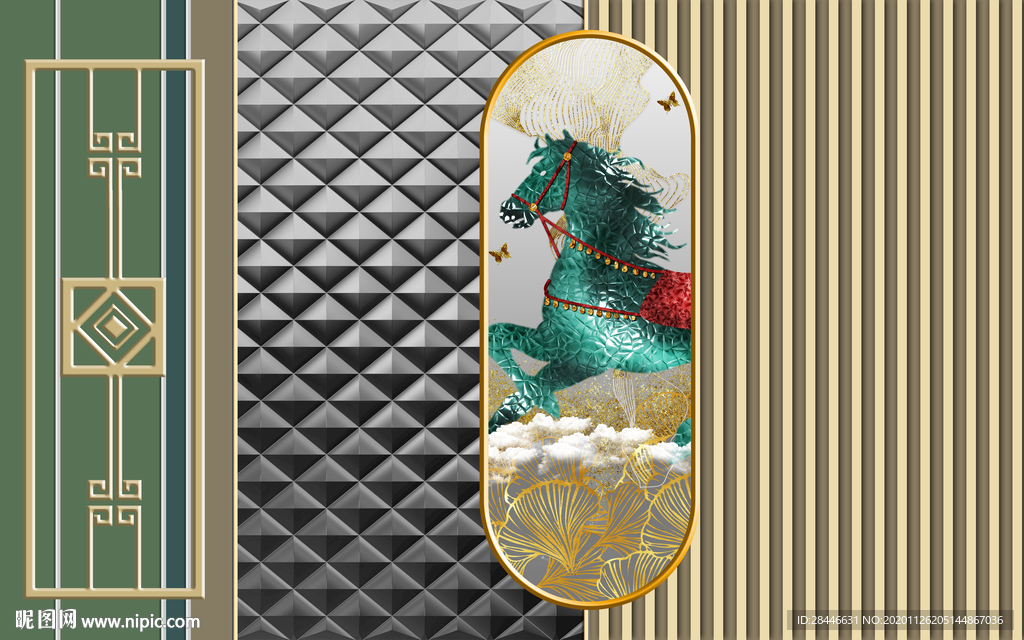 轻奢新中式组合背景墙