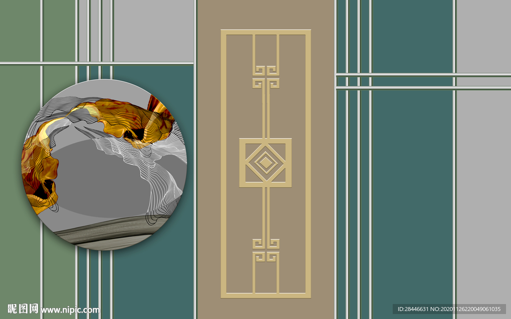 轻奢新中式组合背景墙