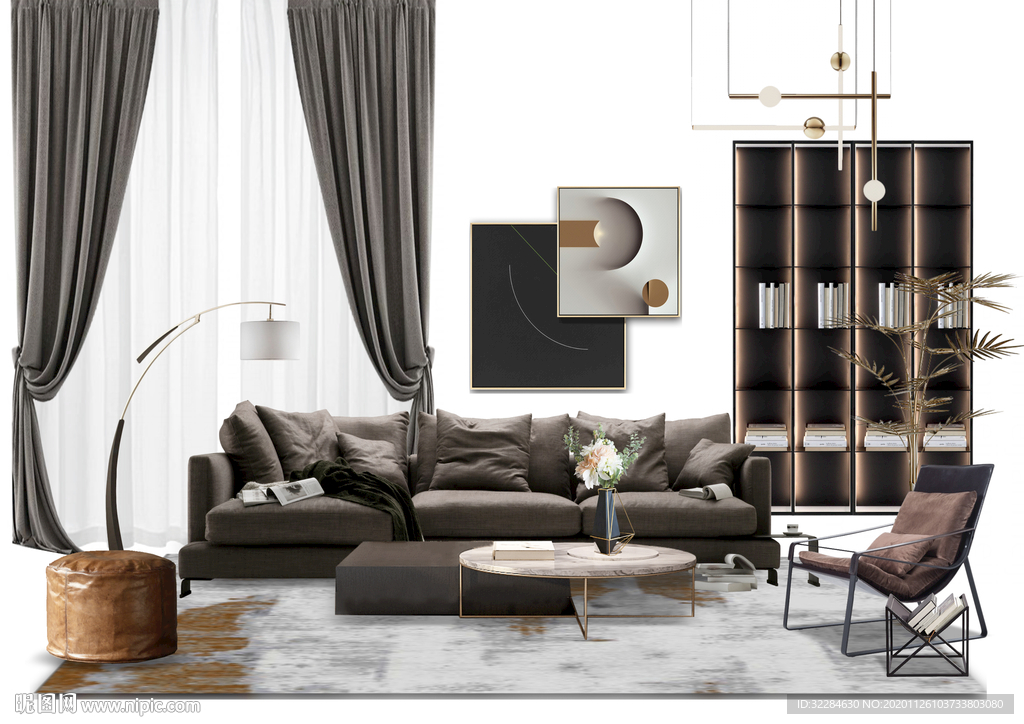 窗帘搭配软装图