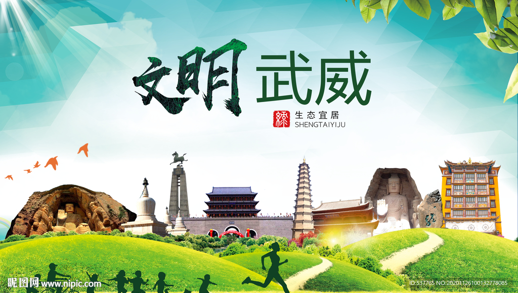 武威文明卫生人文体宜居城市海报