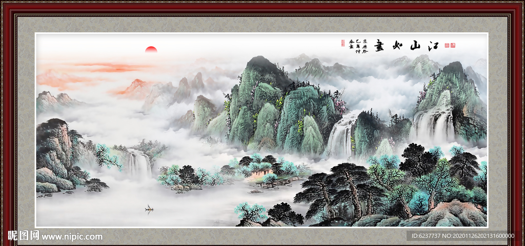 山水画水墨山水画意境山水画