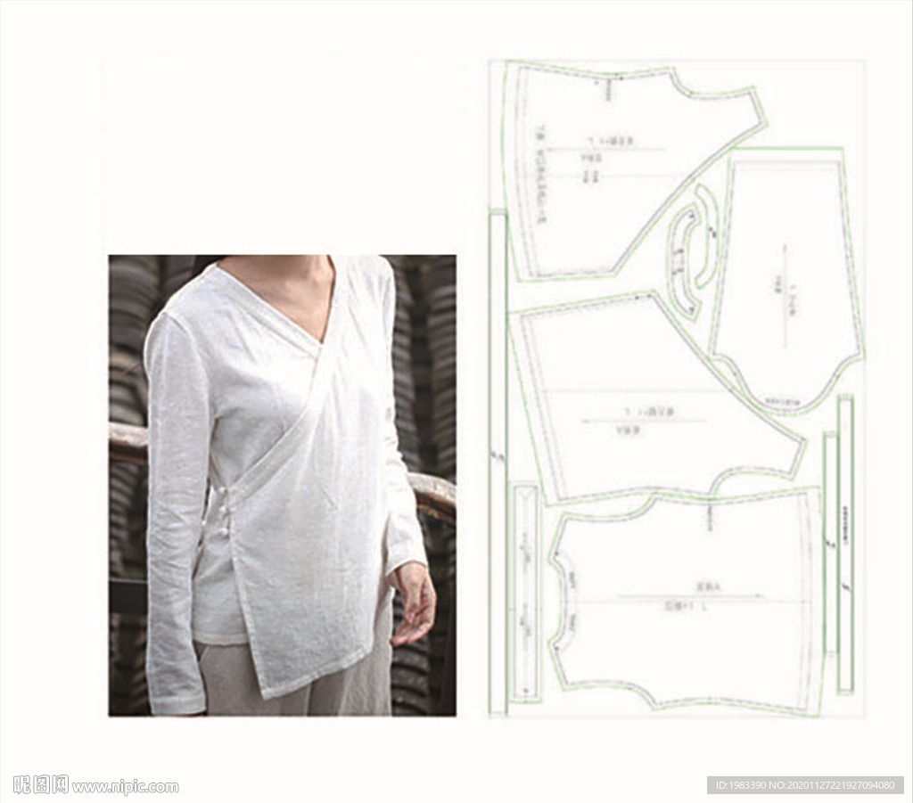 女款汉服新中式小上衣打板裁片