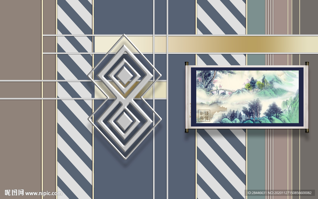 轻奢新中式组合背景墙