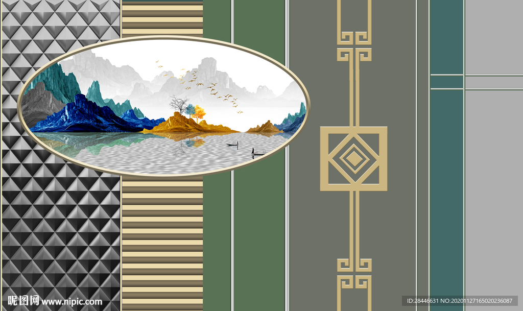 轻奢新中式组合背景墙