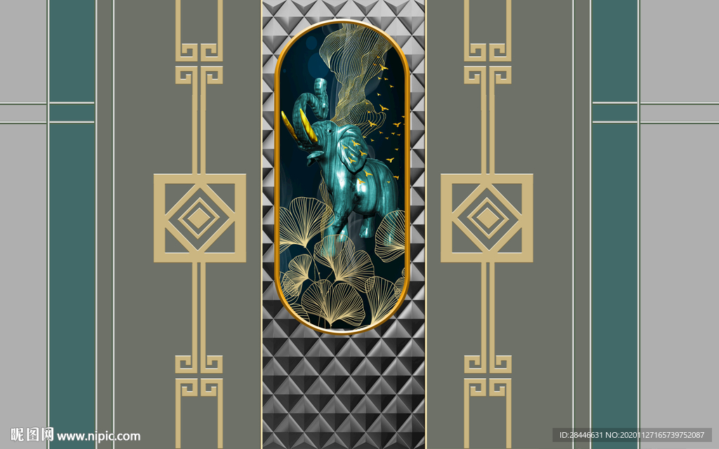 轻奢新中式组合背景墙