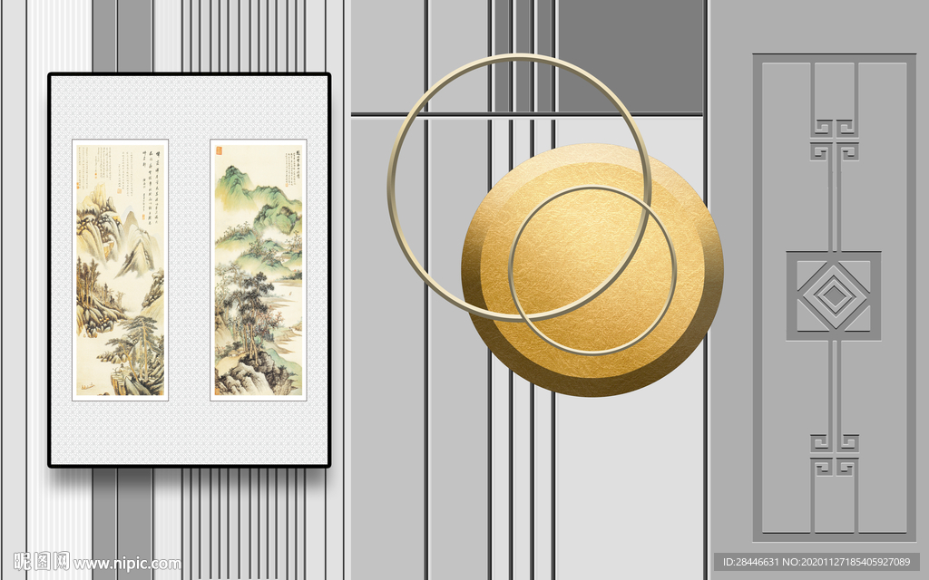 轻奢新中式组合背景墙