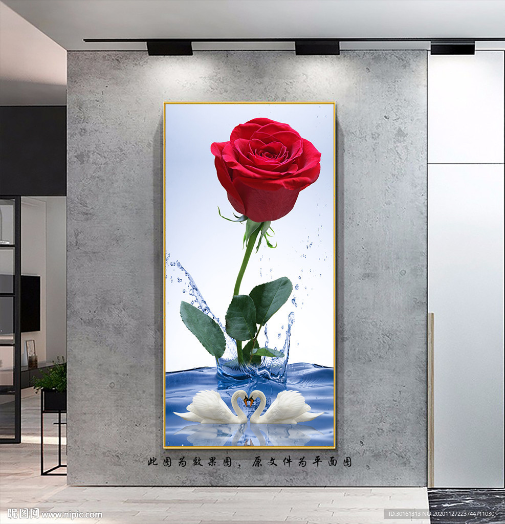 玫瑰花玄关画