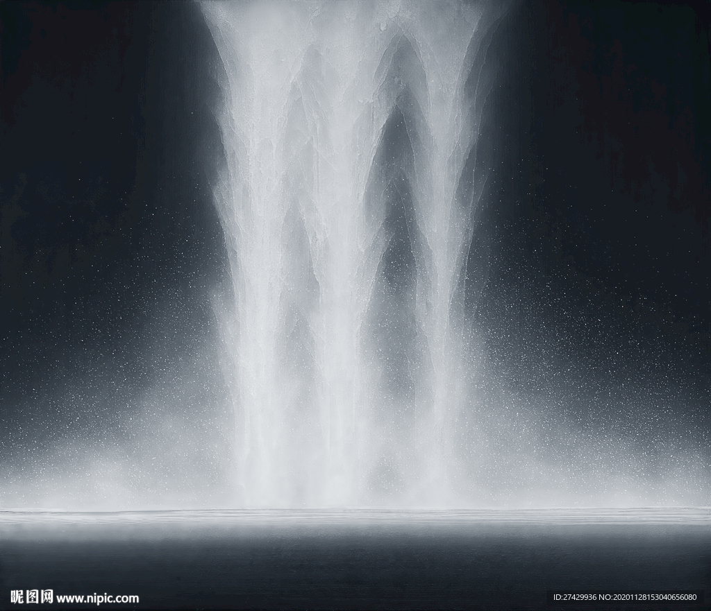 瀑布流水生财意境装饰画