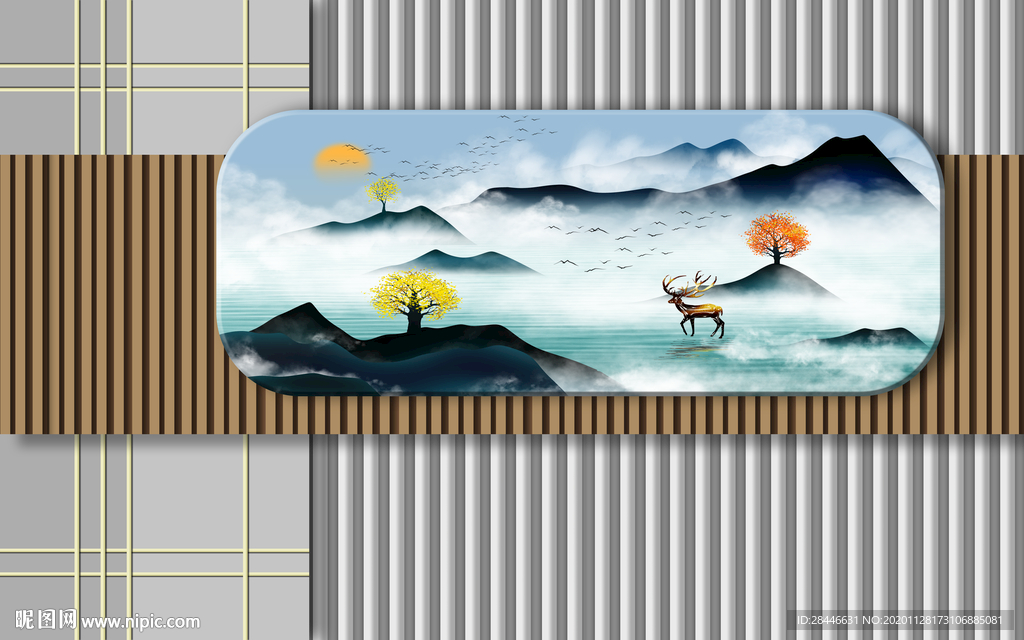 轻奢新中式组合背景墙