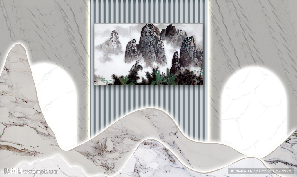 轻奢新中式组合背景墙