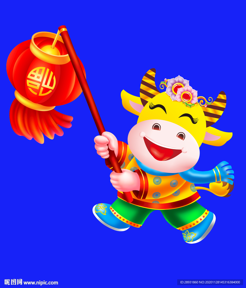 卡通牛牛年牛年门画牛年门贴
