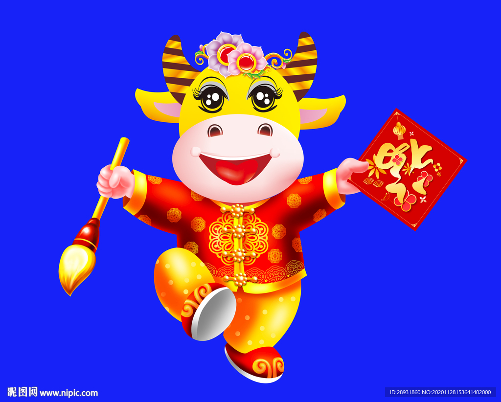 牛年门画牛年门贴卡通牛